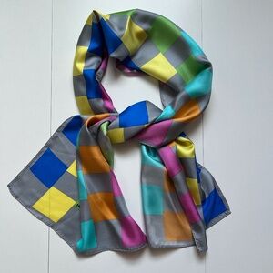 58-in Oblong Rainbow Checks Silk Scarf, Warhol Museum